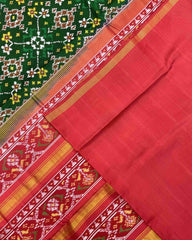 Red & Green Navratan Patola Saree - SindhoiPatolaArt
