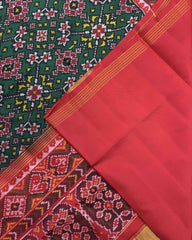 Red & Green Navratan Patola Saree - SindhoiPatolaArt