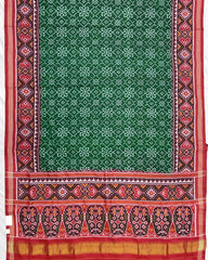 Red & Green Navratan Patola Saree - SindhoiPatolaArt