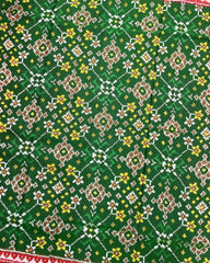 Red & Green Navratan Patola Saree - SindhoiPatolaArt