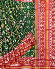 Red & Green Navratan Patola Saree - SindhoiPatolaArt