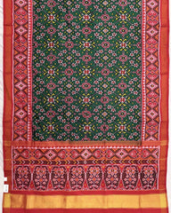 Red & Green Navratan Patola Saree - SindhoiPatolaArt