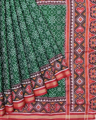 Red & Green Navratan Patola Saree - SindhoiPatolaArt