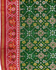 Red & Green Navratan Patola Saree - SindhoiPatolaArt