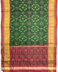 Red & Green Navratan Patola Saree - SindhoiPatolaArt