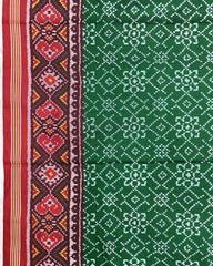 Red & Green Navratan Patola Saree - SindhoiPatolaArt