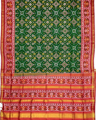 Red & Green Navratan Patola Saree - SindhoiPatolaArt