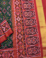 Red & Green Navratan Patola Saree - SindhoiPatolaArt