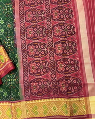 Red & Green Navratan Patola Saree - SindhoiPatolaArt