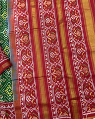 Red & Green Panchanda Patola Saree - SindhoiPatolaArt
