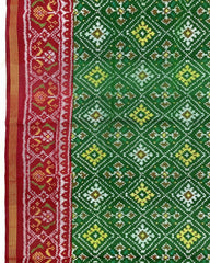 Red & Green Panchanda Patola Saree - SindhoiPatolaArt