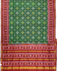 Red & Green Panchanda Patola Saree - SindhoiPatolaArt