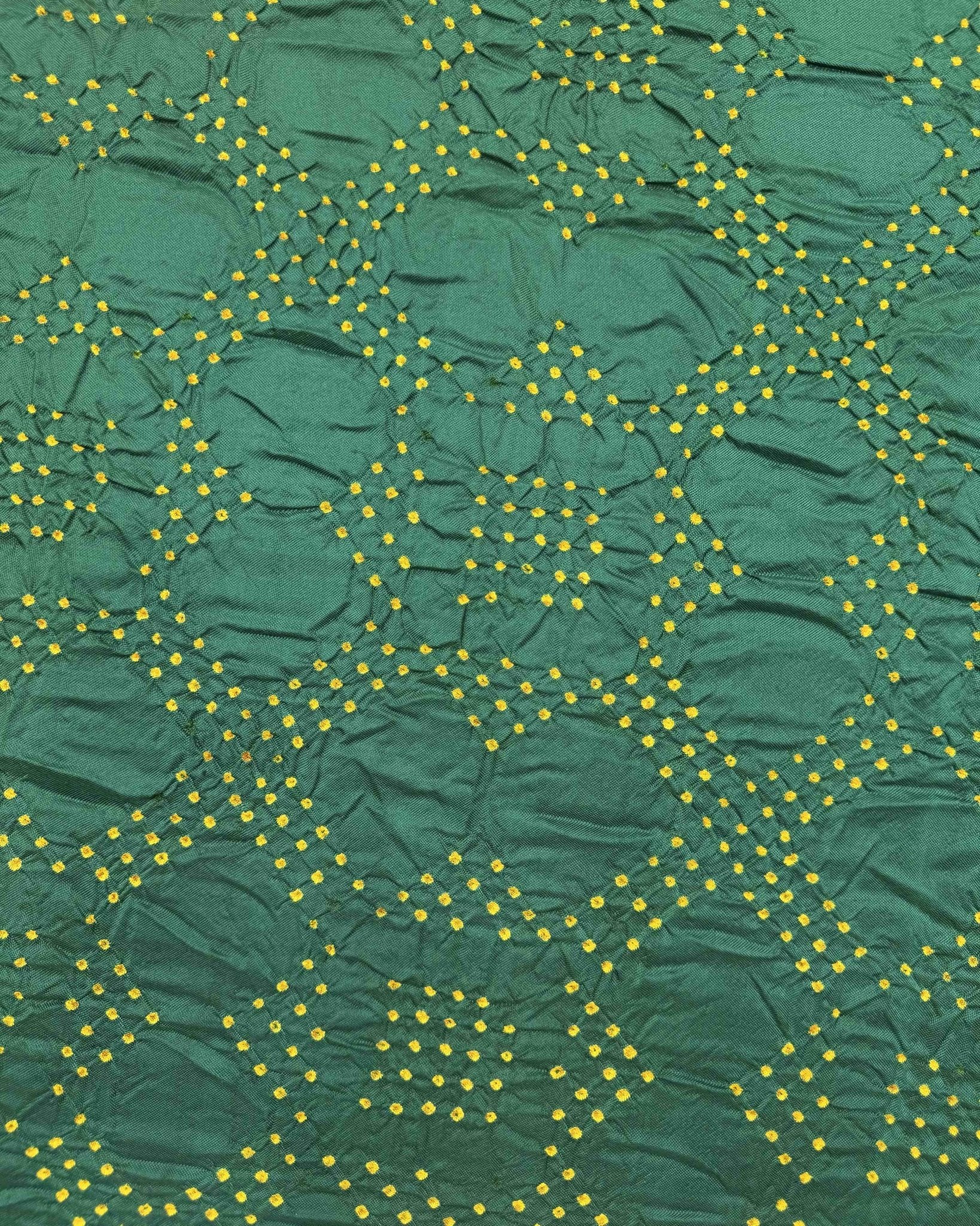 Red & Green Semi Double Ikat Bandhani Patola Saree - SindhoiPatolaArt