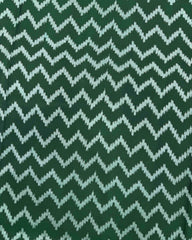 Red & Green Zig Zag Semi Double Ikat Patola Saree - SindhoiPatolaArt