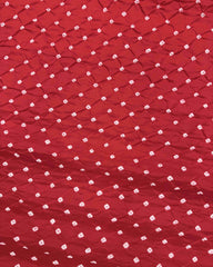 Red Habotai Bandhani Saree - SindhoiPatolaArt