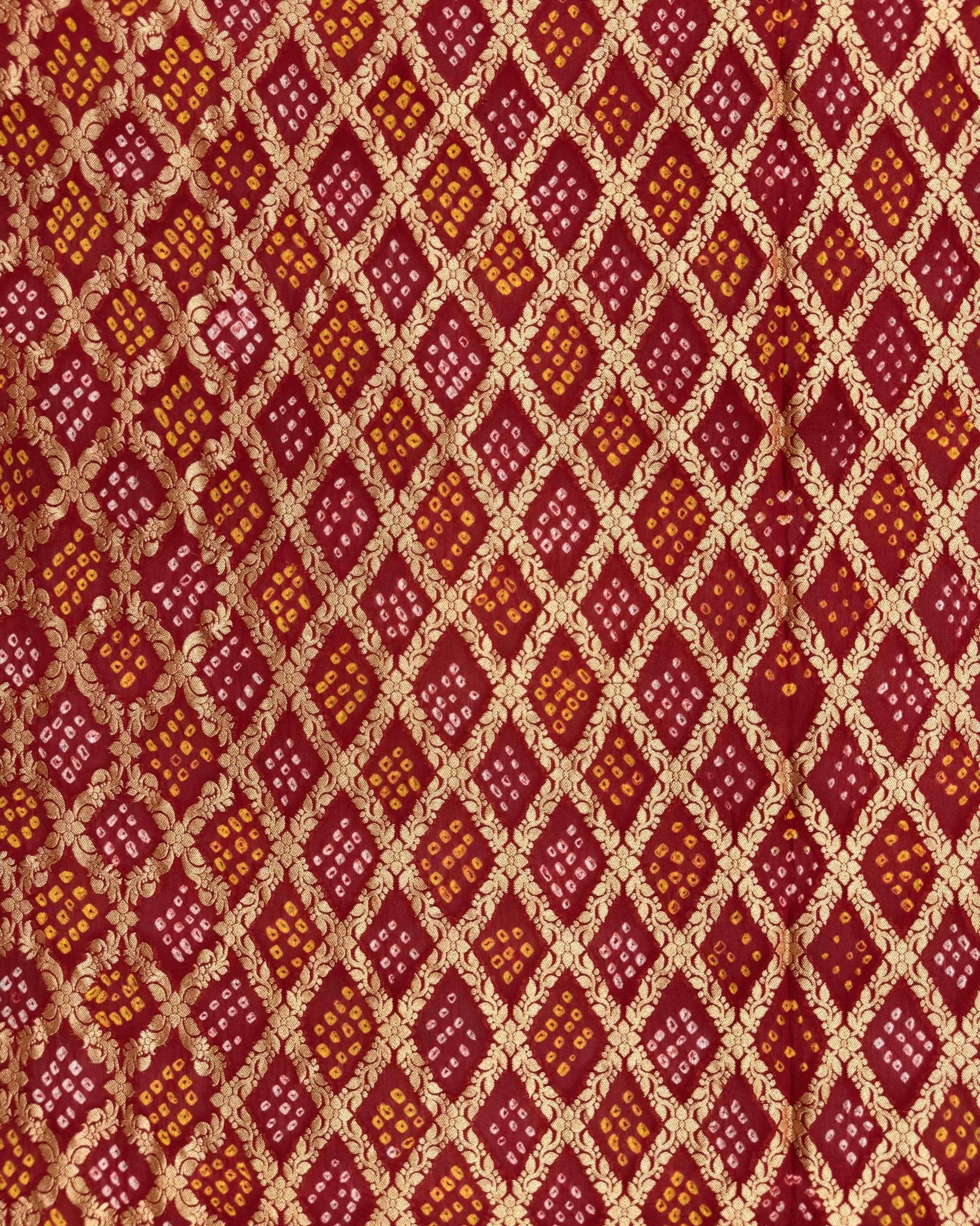 Red Janglow Georgette Bandhani Dupatta - SindhoiPatolaArt