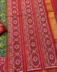 Red & Lemon Yellow Manekchowk Patola Saree - SindhoiPatolaArt