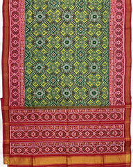 Red & Lemon Yellow Manekchowk Patola Saree - SindhoiPatolaArt