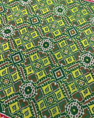 Red & Lemon Yellow Manekchowk Patola Saree - SindhoiPatolaArt