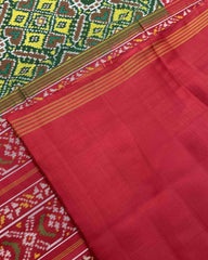 Red & Lemon Yellow Manekchowk Patola Saree - SindhoiPatolaArt