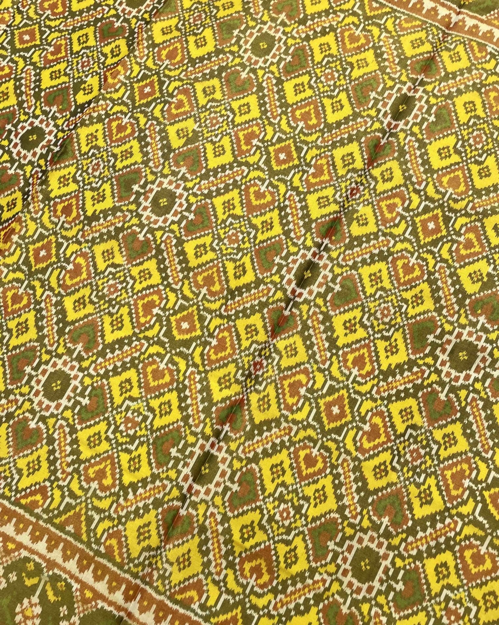 Red & Lemon Yellow Manekchowk Tissue Patola Saree - SindhoiPatolaArt