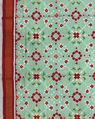 Red & Light Green Navratan Double Ikat Patola Dupatta - SindhoiPatolaArt