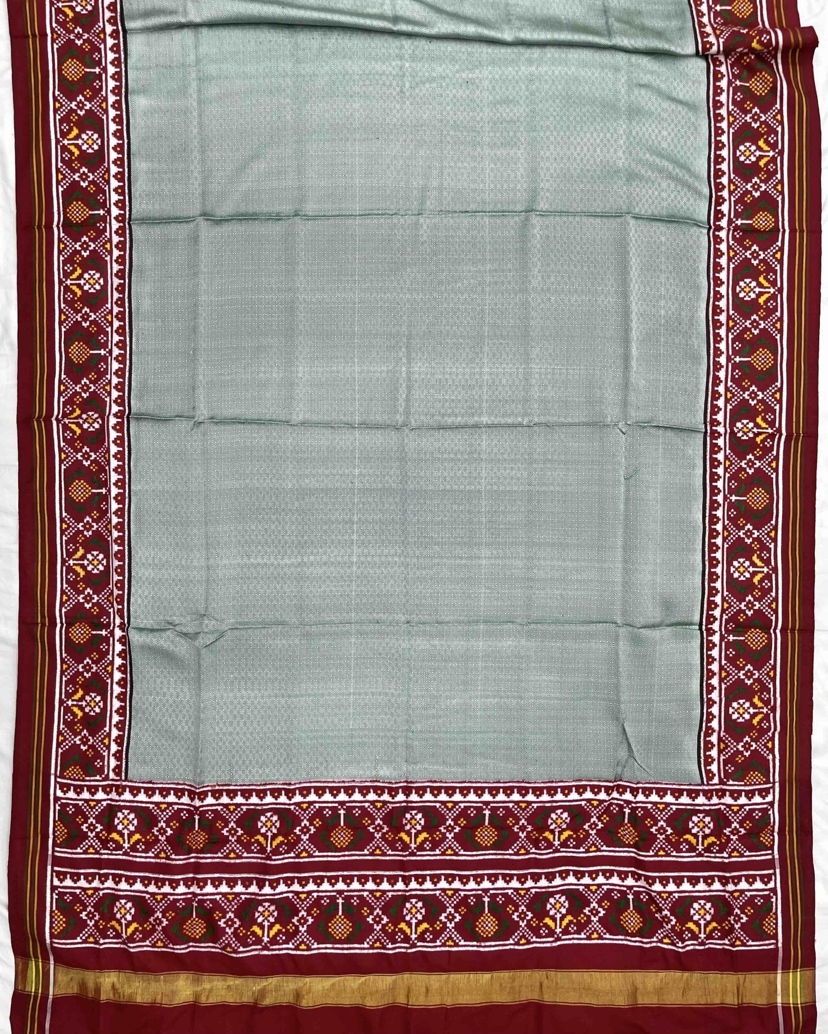 Red & Light Green Pattern Design Patola Dupatta - SindhoiPatolaArt