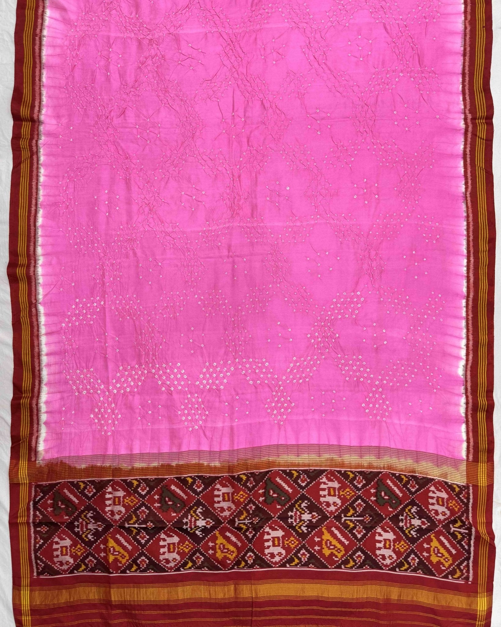 Red & Light Pink Bandhani Patola Dupatta - SindhoiPatolaArt