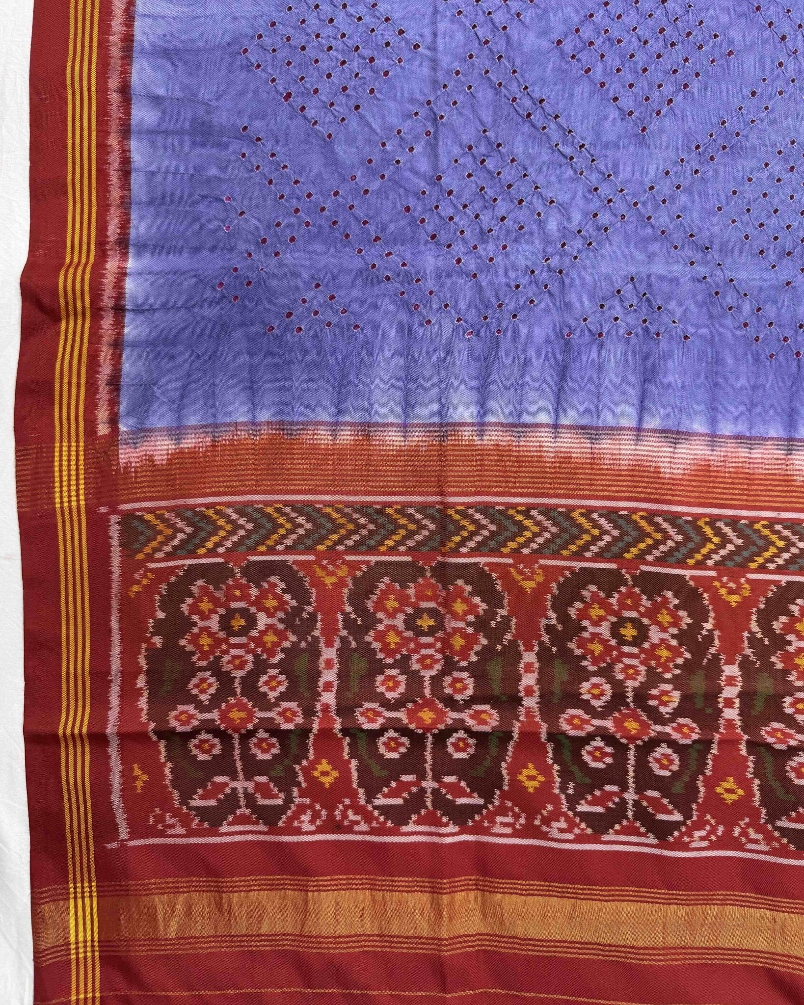 Red & Light Purple Bandhani Patola Dupatta - SindhoiPatolaArt