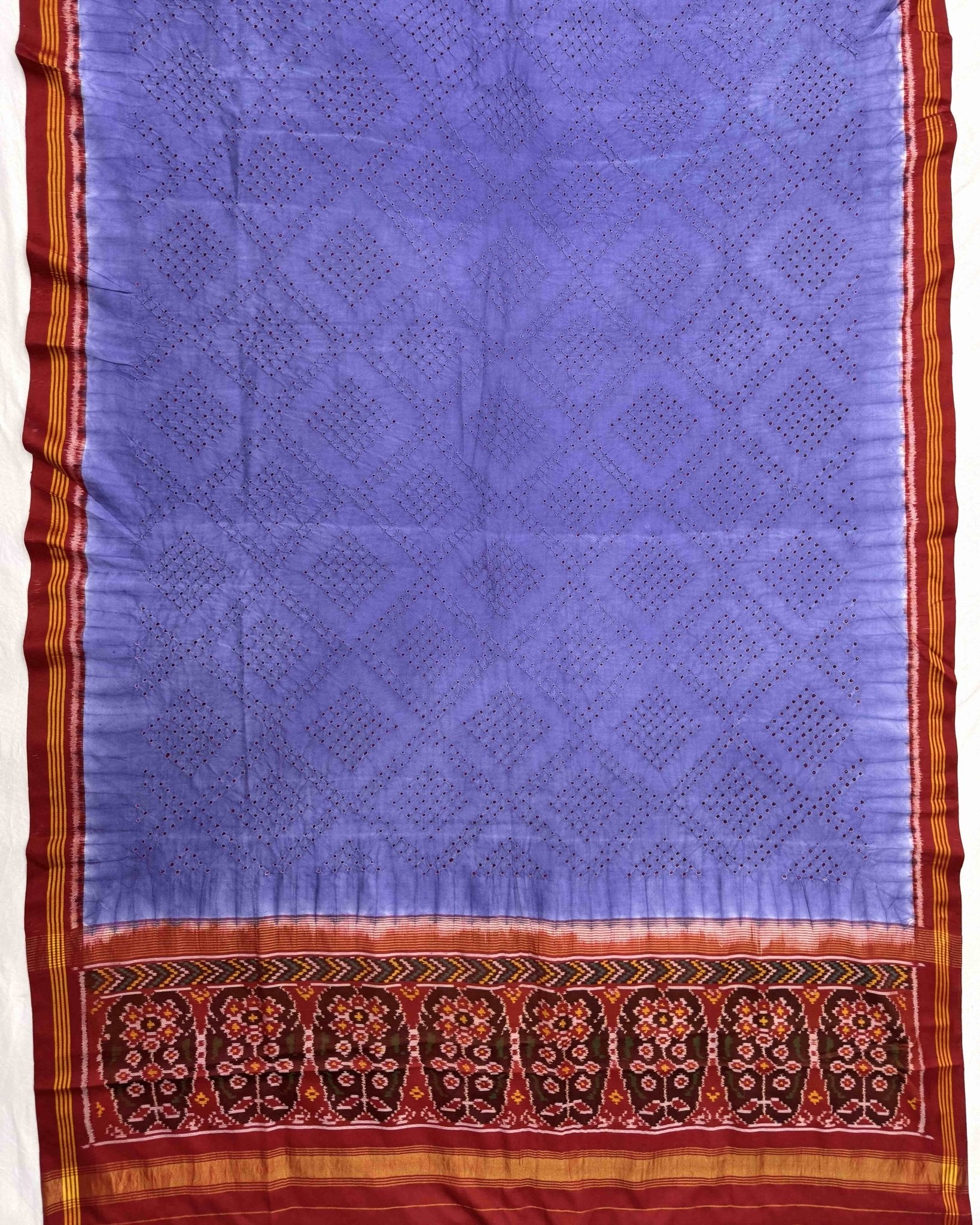 Red & Light Purple Bandhani Patola Dupatta - SindhoiPatolaArt