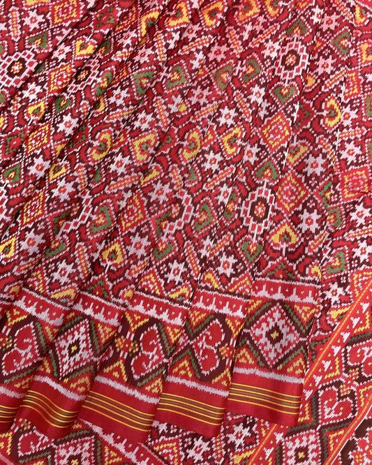 Red Manekchowk Patola Saree - SindhoiPatolaArt