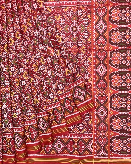 Red Manekchowk Patola Saree - SindhoiPatolaArt