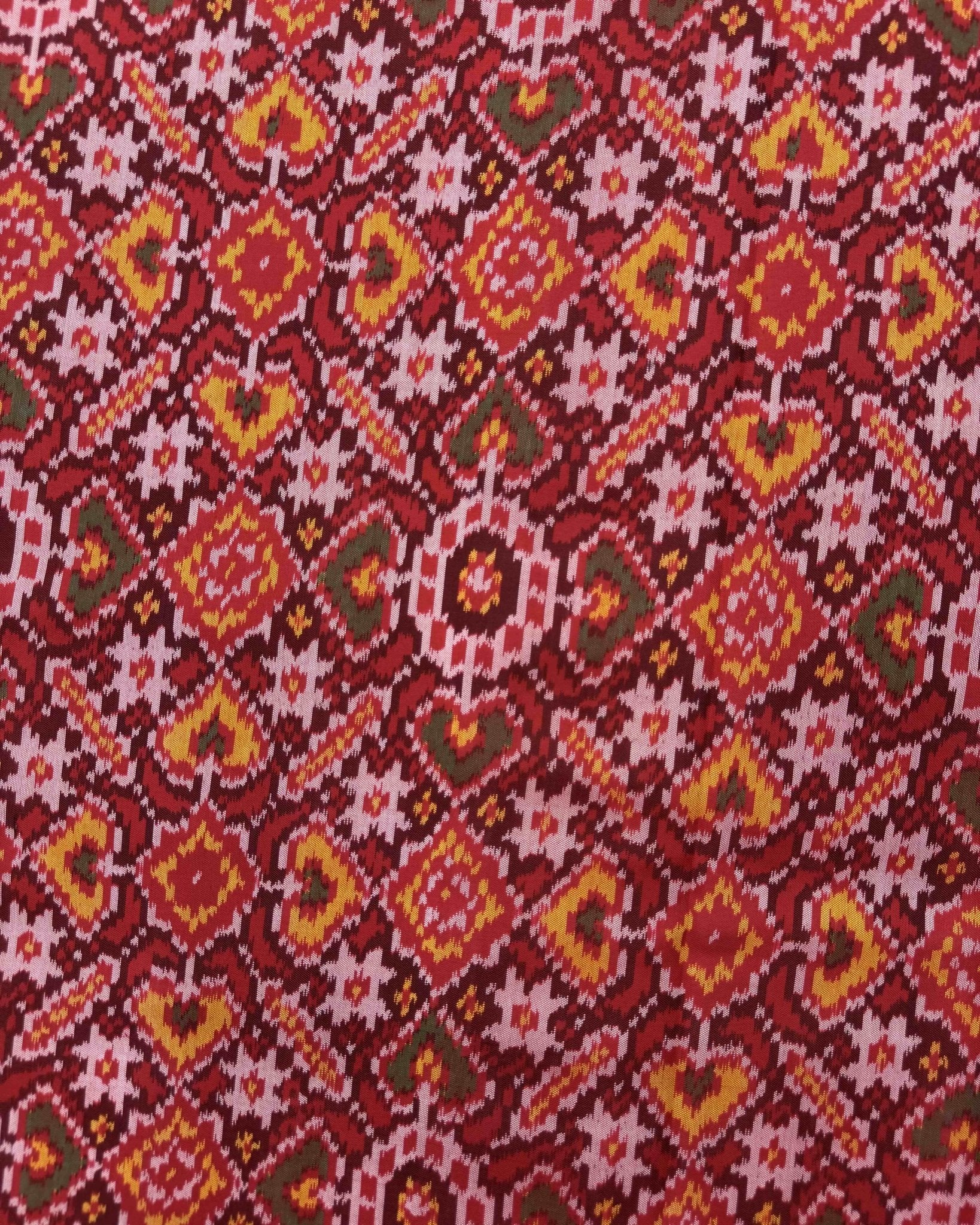 Red Manekchowk Semi Double Ikat Patola Saree - SindhoiPatolaArt