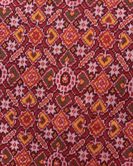 Red Manekchowk Semi Double Ikat Patola Saree - SindhoiPatolaArt