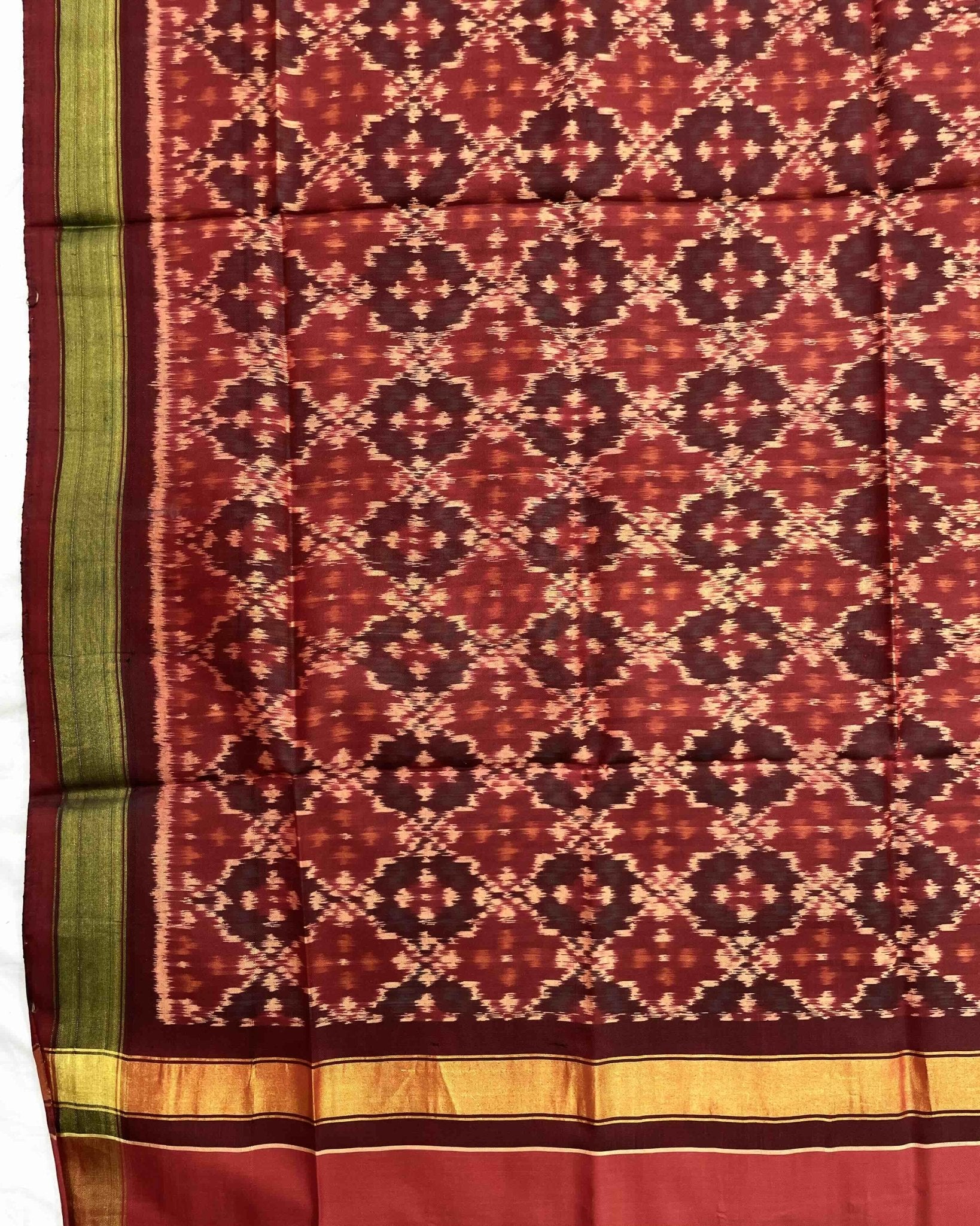 Red & Maroon Buttonful Design Patola Dupatta - SindhoiPatolaArt