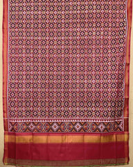 Red & Maroon Buttonful Patola Dupatta - SindhoiPatolaArt