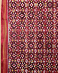 Red & Maroon Buttonful Patola Dupatta - SindhoiPatolaArt