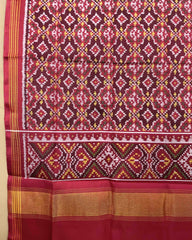Red & Maroon Buttonful Patola Dupatta - SindhoiPatolaArt