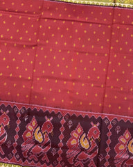 Red & Maroon Doted with Peacock Scut Border Patola Saree - SindhoiPatolaArt
