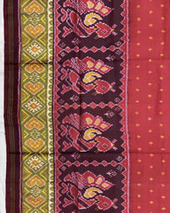 Red & Maroon Doted with Peacock Scut Border Patola Saree - SindhoiPatolaArt