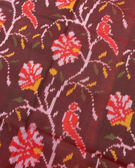 Red & Maroon Fancy Flower Patola Saree - SindhoiPatolaArt
