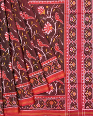 Red & Maroon Fancy Flower Patola Saree - SindhoiPatolaArt