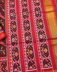 Red & Maroon Fancy Flower Patola Saree - SindhoiPatolaArt