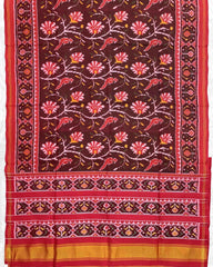Red & Maroon Fancy Flower Patola Saree - SindhoiPatolaArt