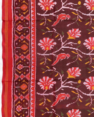 Red & Maroon Fancy Flower Patola Saree - SindhoiPatolaArt