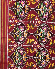 Red & Maroon Flower Design Patola Dupatta - SindhoiPatolaArt