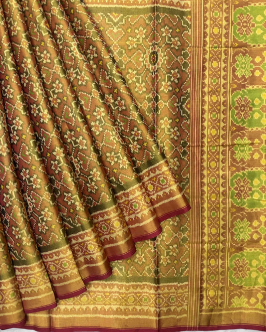 Red & Maroon Manekchowk Tissue Patola Saree - SindhoiPatolaArt