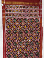 Red Maroon Multi Figure Double Ikat Patan Patola - SindhoiPatolaArt