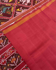Red & Maroon Narikunj Traditional Patola Saree - SindhoiPatolaArt