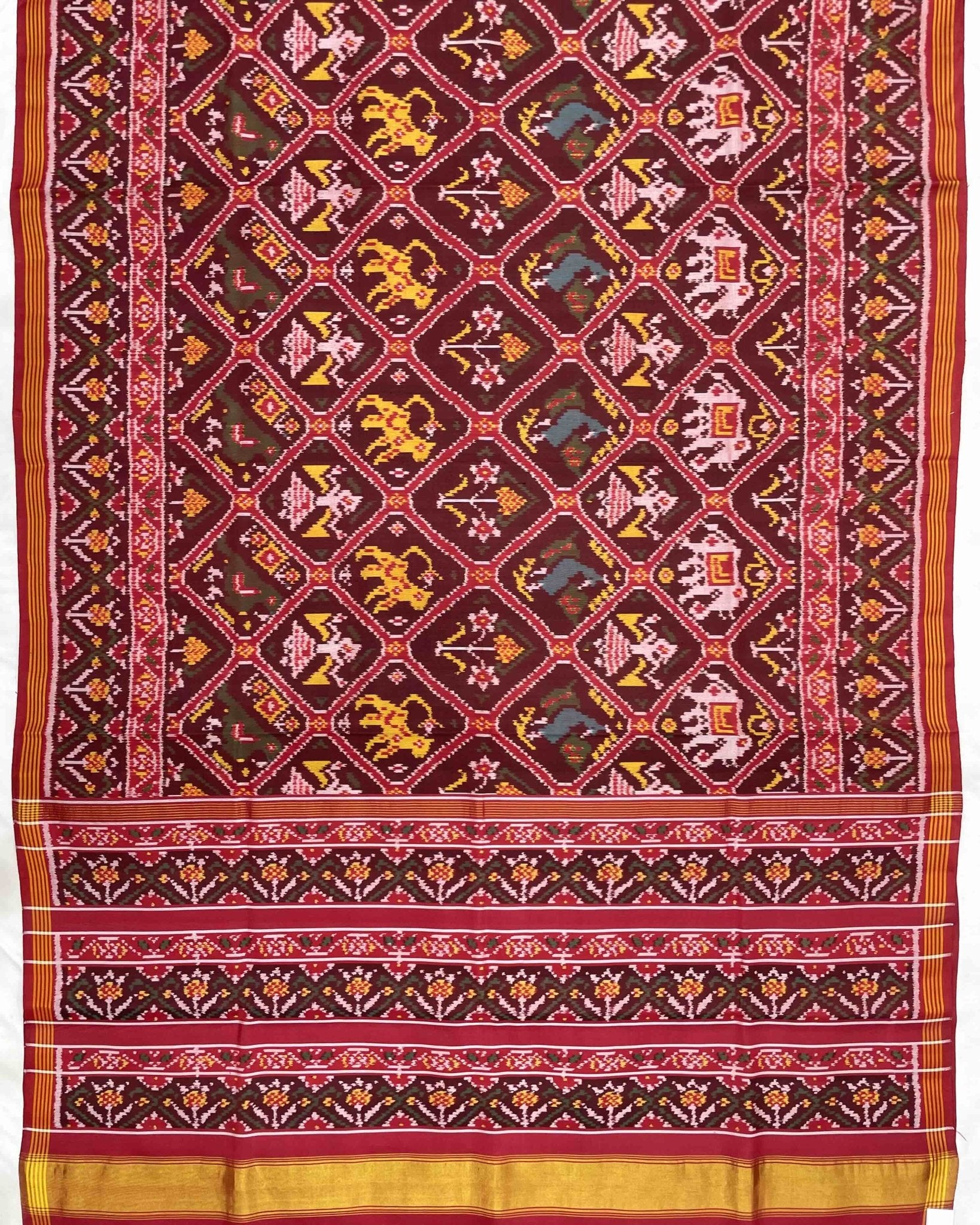 Red & Maroon Narikunj Traditional Patola Saree - SindhoiPatolaArt